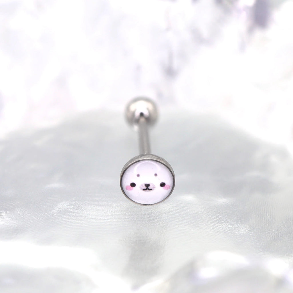 Little Seal Resin Tongue Stud - Little Seal Resin Tongue Stud - 1.2mm/16G / 10mm by CRUXJEWELRY