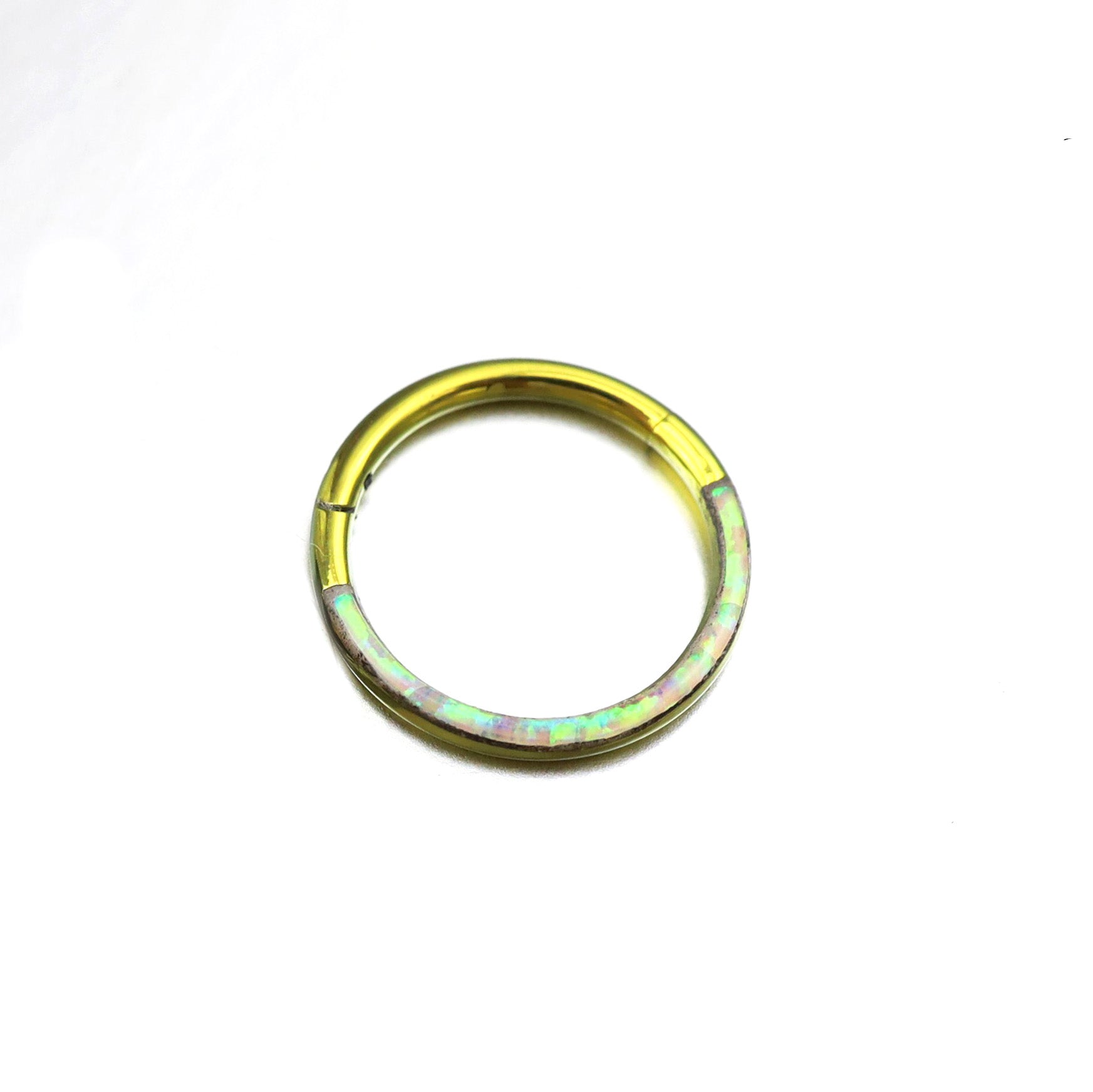 Basic Half Opal Titanium Segment Hoop - Basic Half Opal Titanium Segment Hoop - Light Yellow / 8mm by CRUXJEWELRY