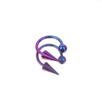 Spike and Ball Ends Horseshoe Titanium Lip Ring - Spike and Ball Ends Horseshoe Titanium Lip Ring - purple-blue-gradient-1 / Spike & Ball by CRUXJEWELRY