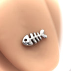 Paws & Purrs - Fishbone Stainless Steel Tongue Barbell - Paws & Purrs - Fishbone Stainless Steel Tongue Barbell - 1.2mm/16G / 12mm by CRUXJEWELRY