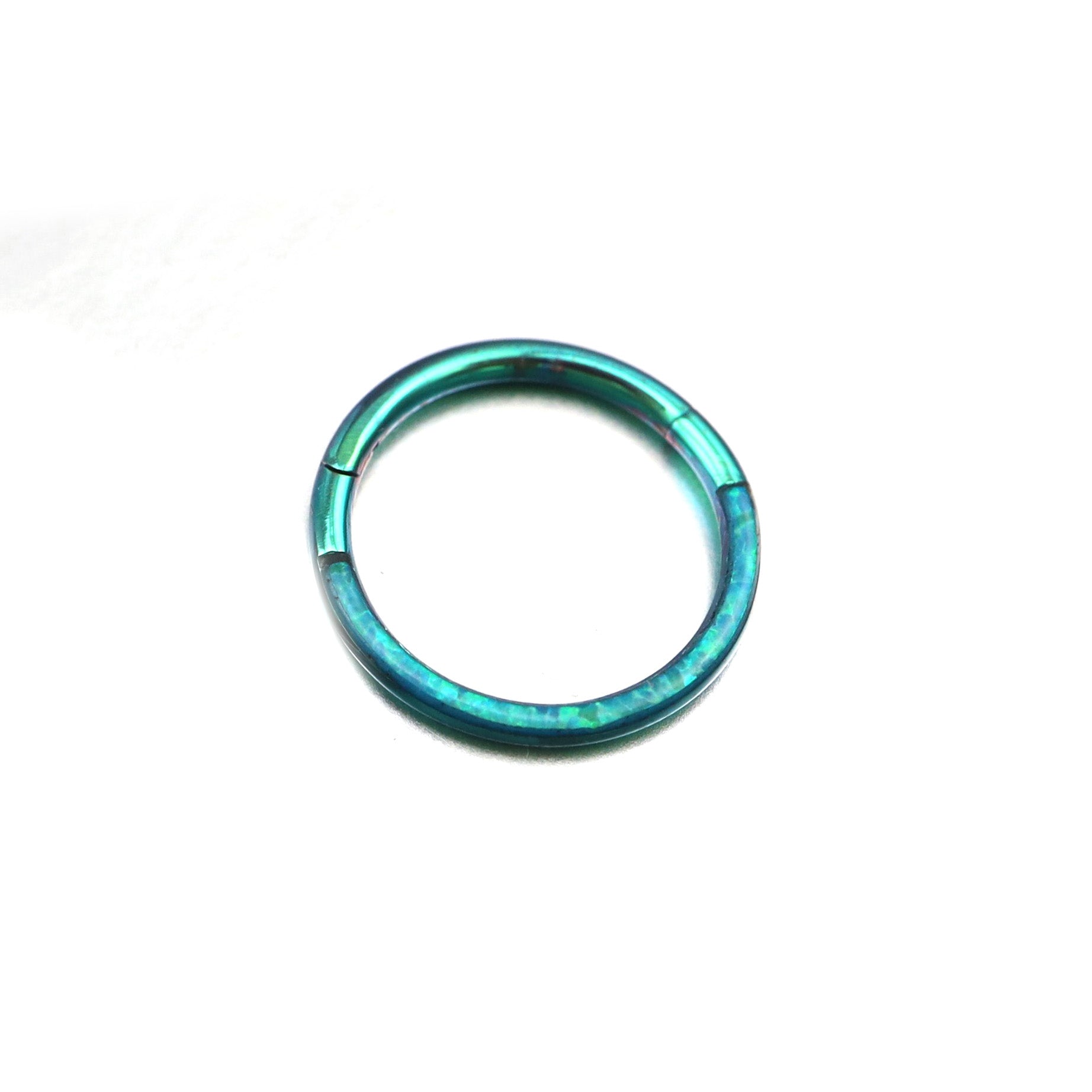 Basic Half Opal Titanium Segment Hoop - Basic Half Opal Titanium Segment Hoop - Bright Green / 8mm by CRUXJEWELRY