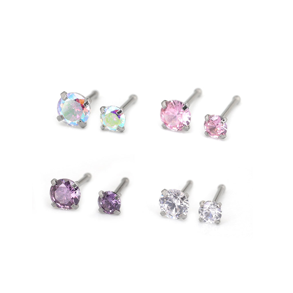 4/8PCS 20G CZ Nostril Stud Set - 4/8PCS 20G CZ Nostril Stud Set - 8PCS by CRUXJEWELRY
