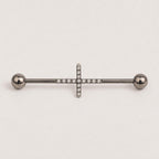 Pavé Cross titanium industrial barbell, detail view 7