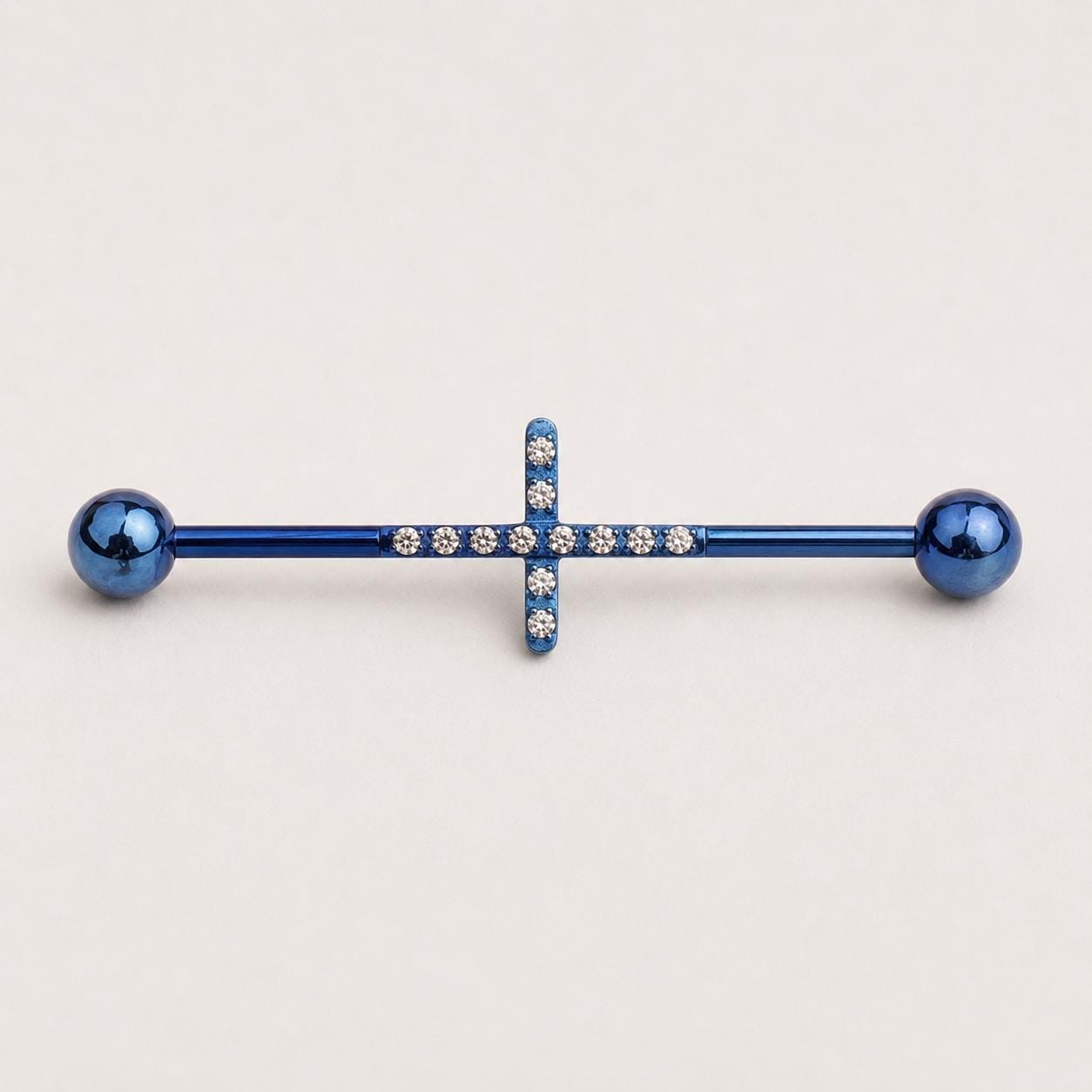 Pavé Cross titanium industrial barbell, detail view 8