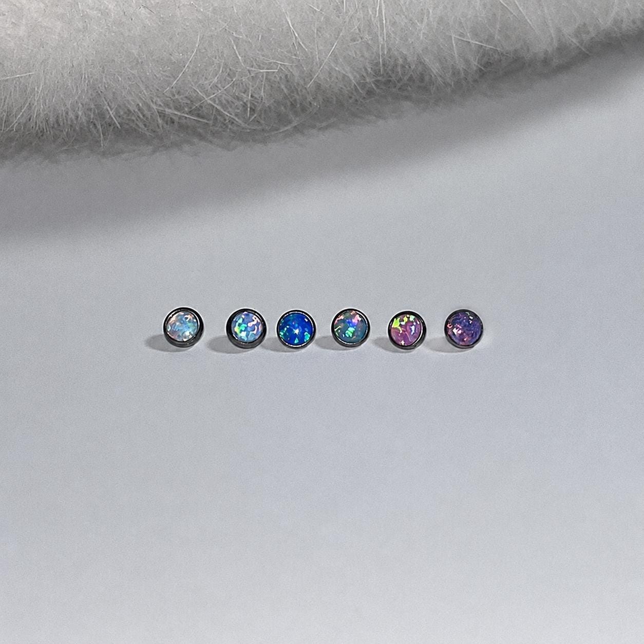 Solar Halo Fire Opal F136 Titanium piercing top detail 6