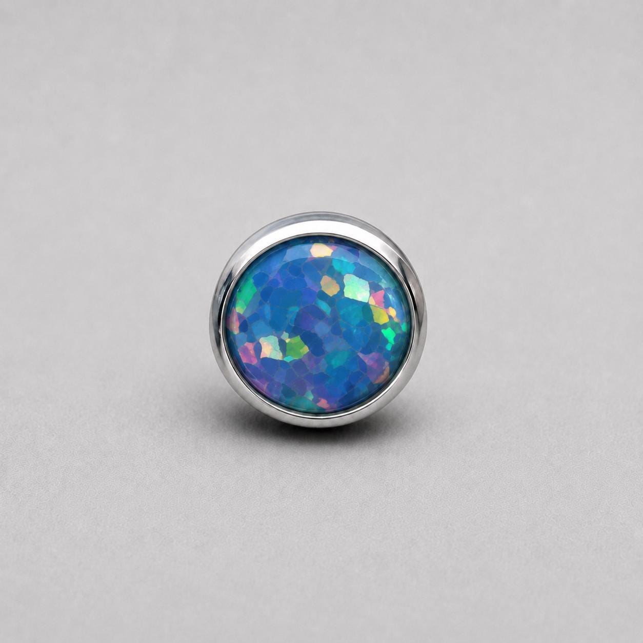 Solar Halo Fire Opal OP78 Blue Purple F136 Titanium piercing top
