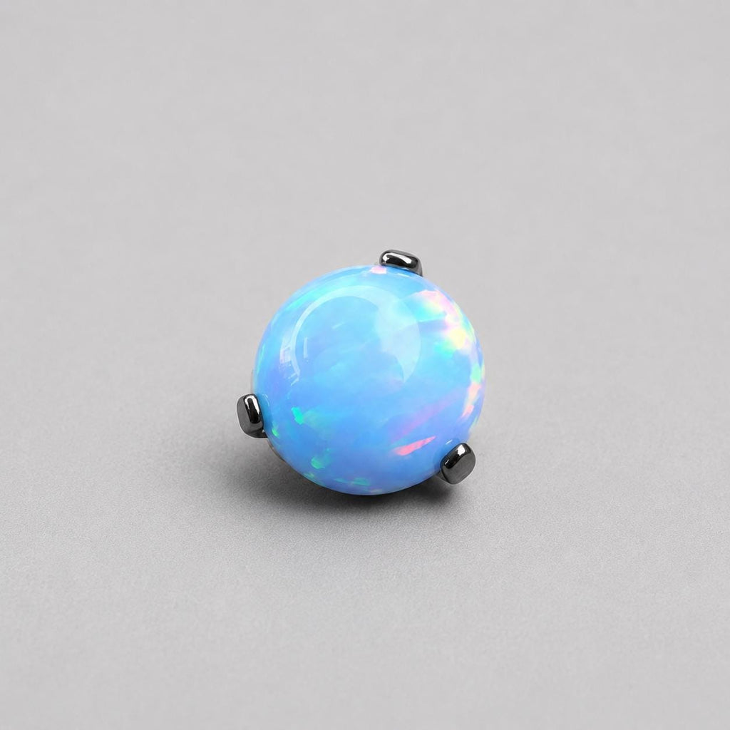 Solar Flare Fire Opal OP26 Light Blue F136 Titanium piercing top