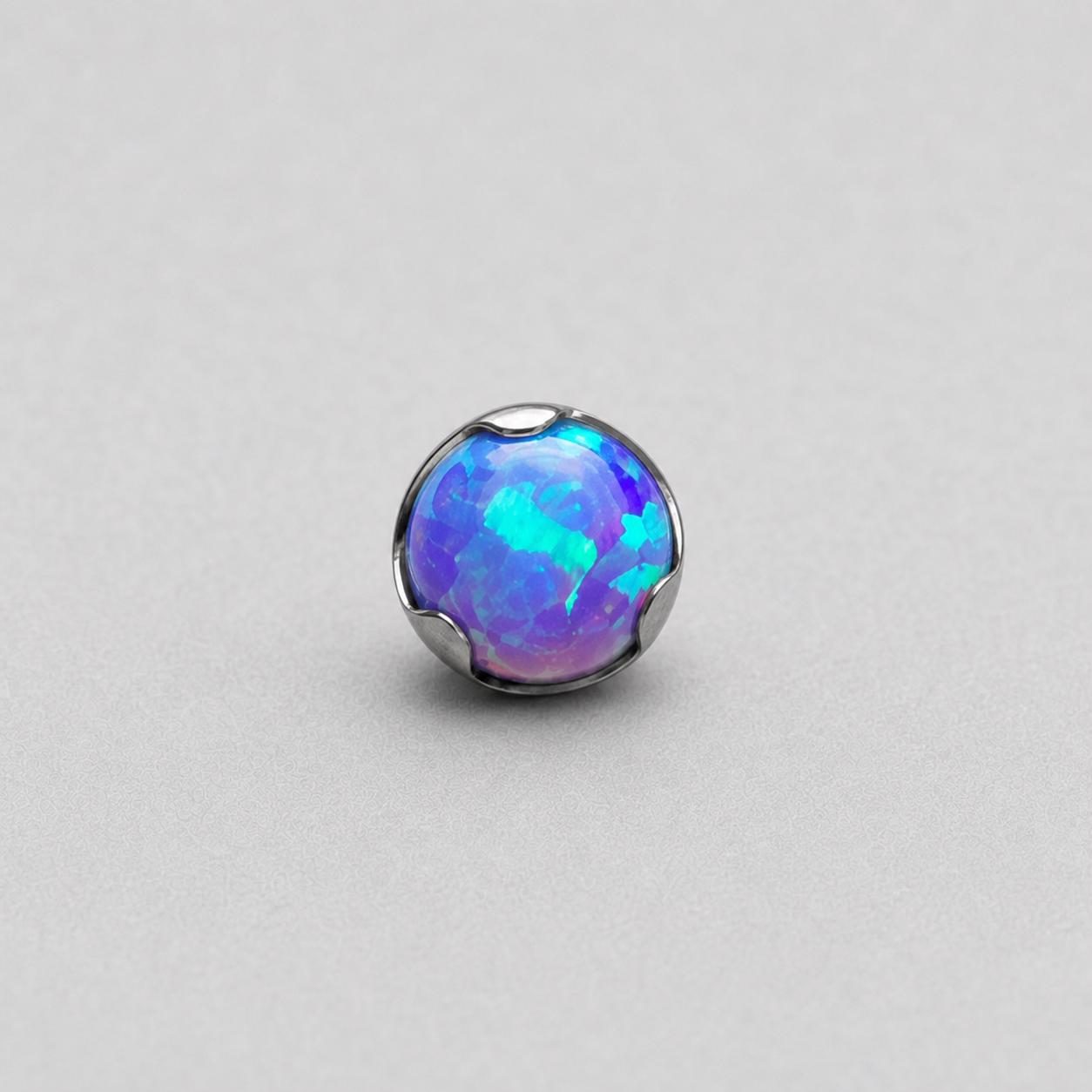 Solar Ripple Fire Opal OP52 Blue Purple F136 Titanium piercing top