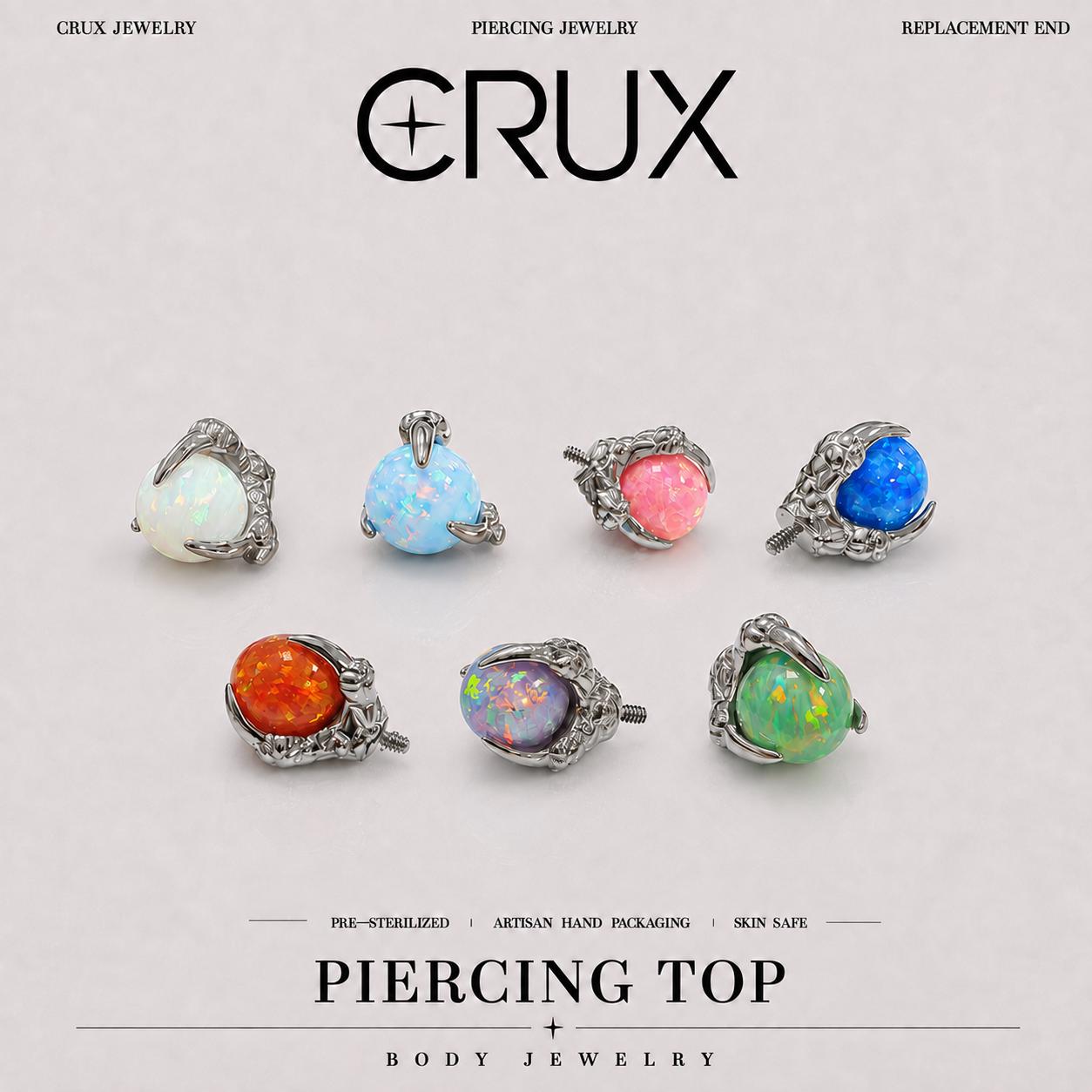 Solar Dragon Fire Opal F136 Titanium piercing top