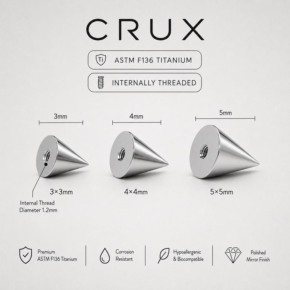 Multi-Fit Spike End F136 Titanium piercing top detail 17
