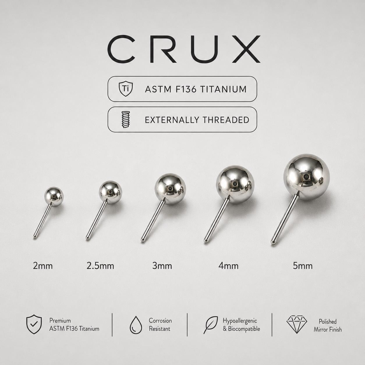 Multi-Fit Ball End F136 Titanium piercing top detail 13