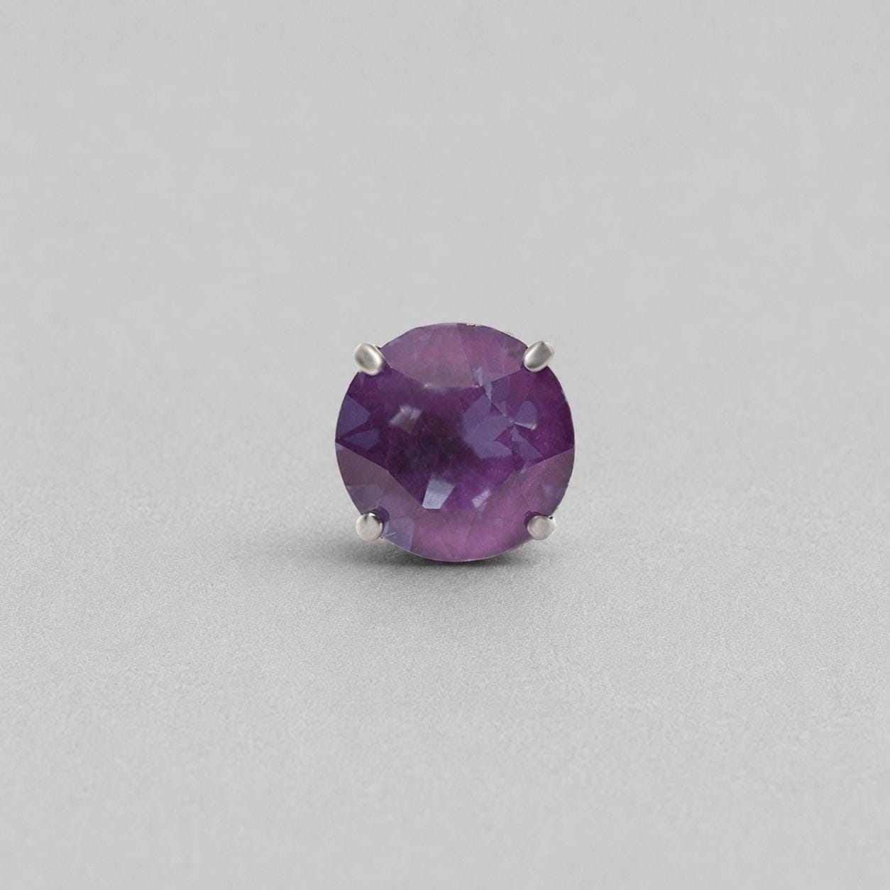 Round-Cut CZ Deep Purple F136 Titanium piercing top