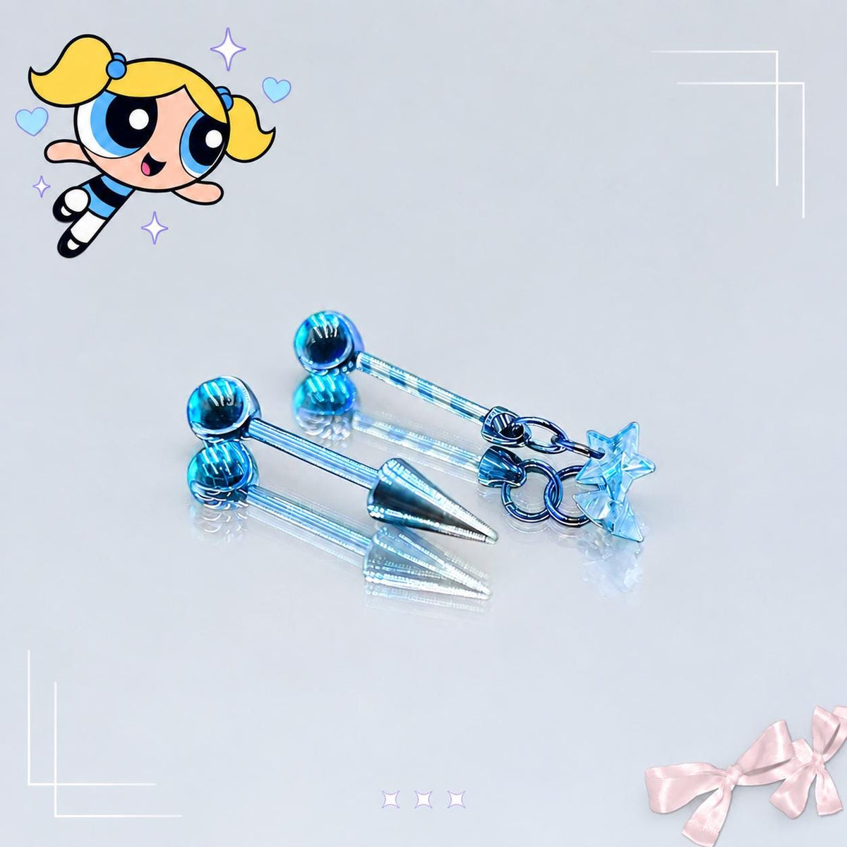 Spike & Star Cartilage Barbell detail 2
