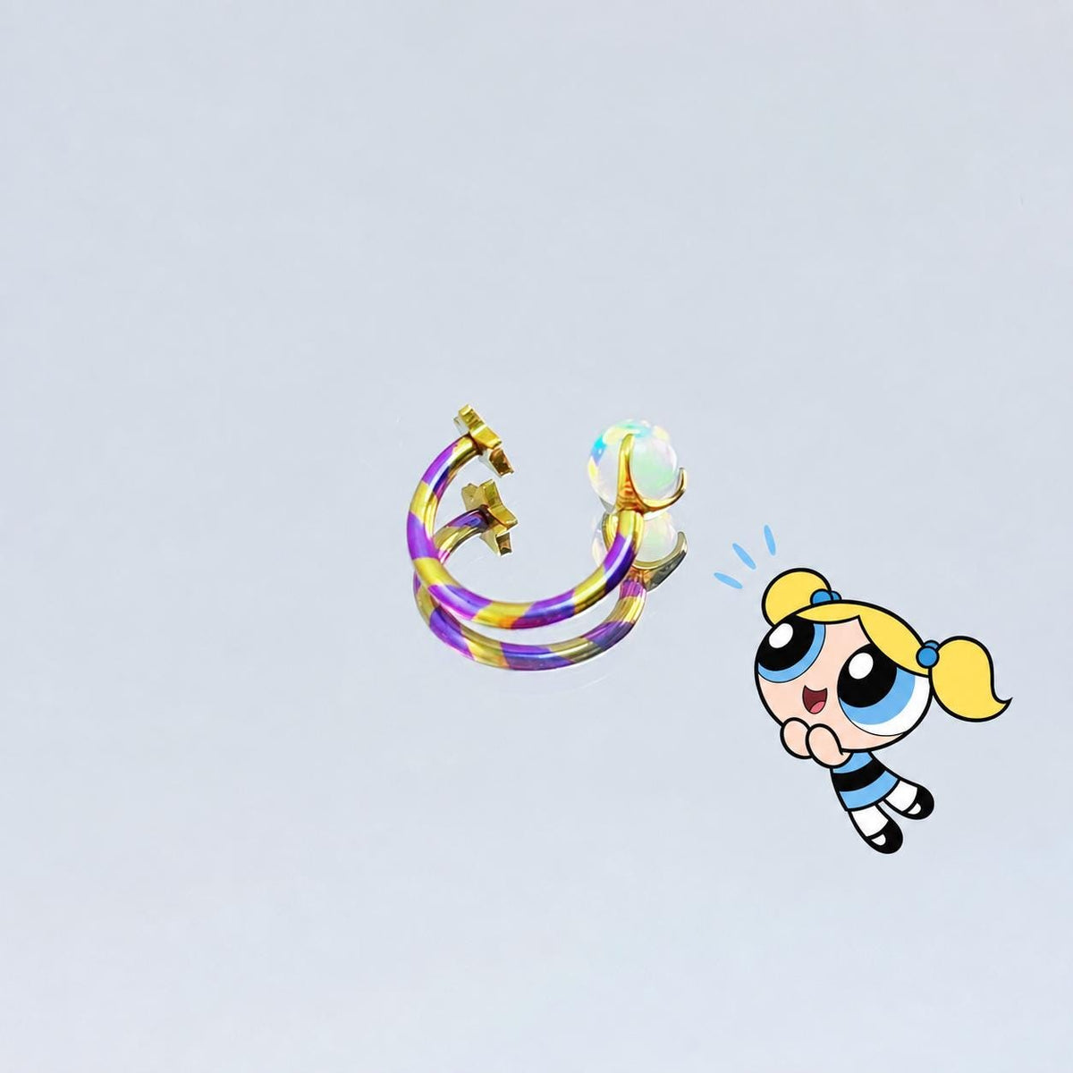 Star & Opal Horseshoe Ring detail 4