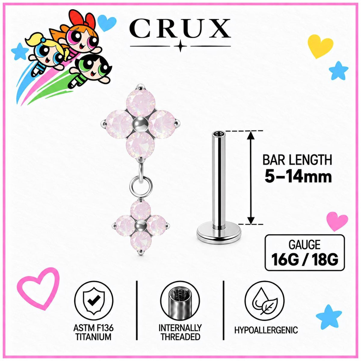 Flower Dangle Labret Stud detail 7