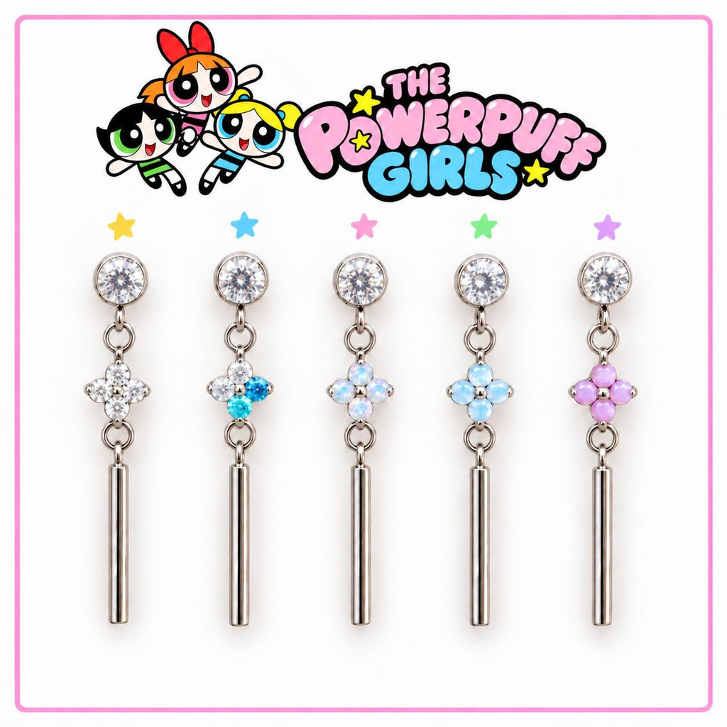 Crystal Flower Dangle Labret