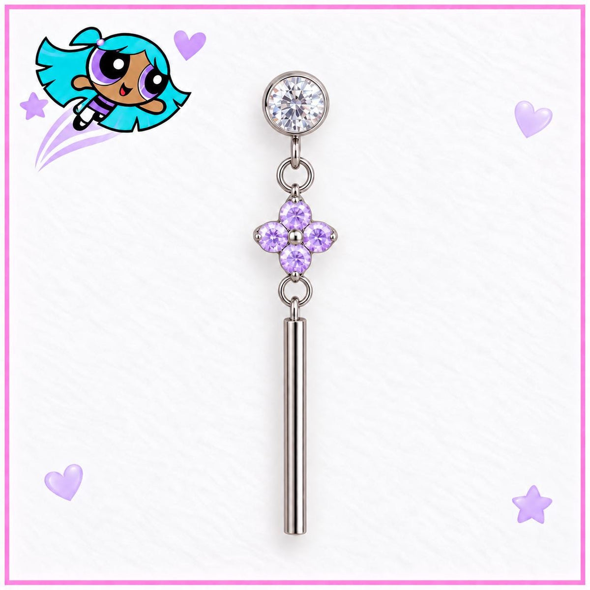 Crystal Flower Dangle Labret detail 6