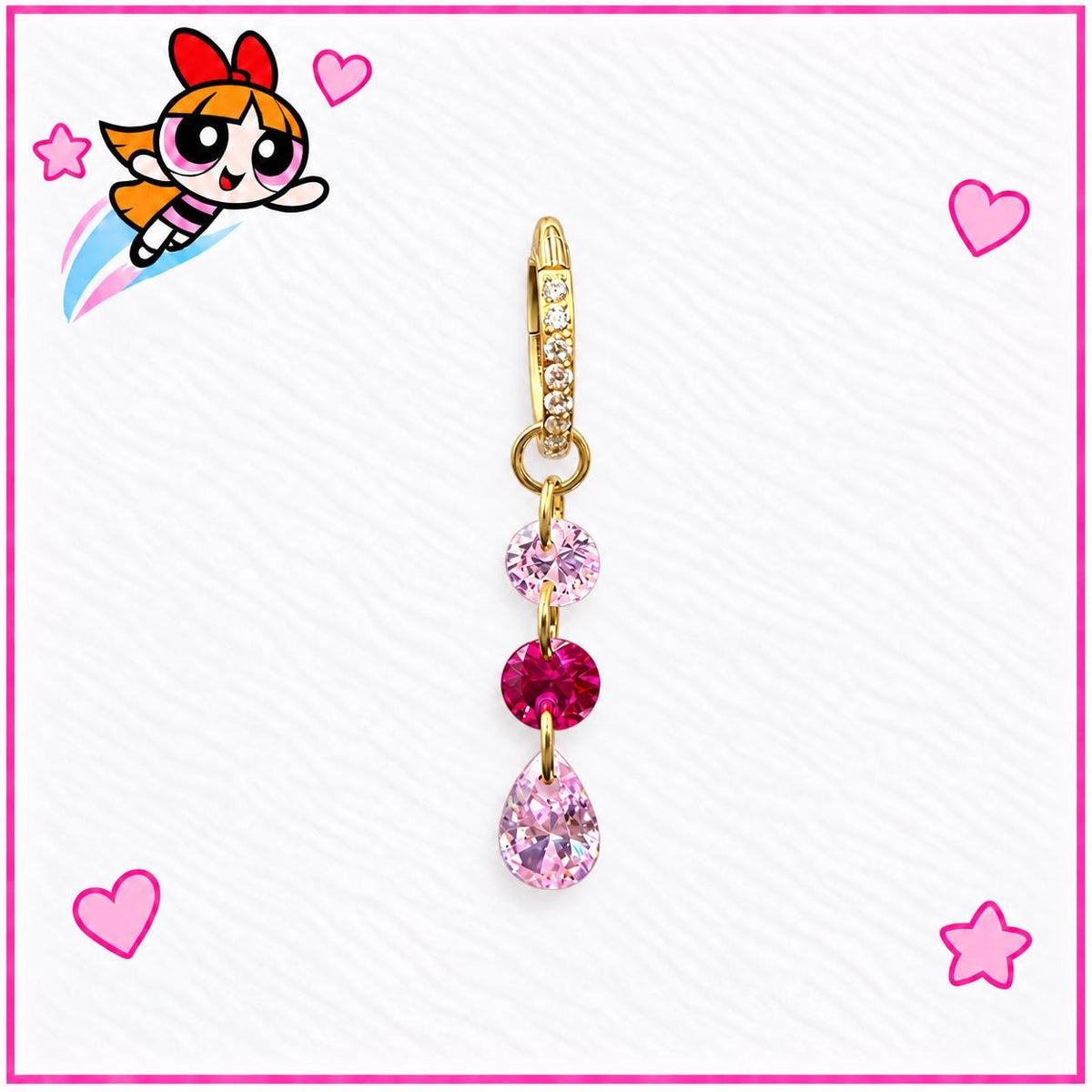 Crystal Dangle Clicker Ring detail 2
