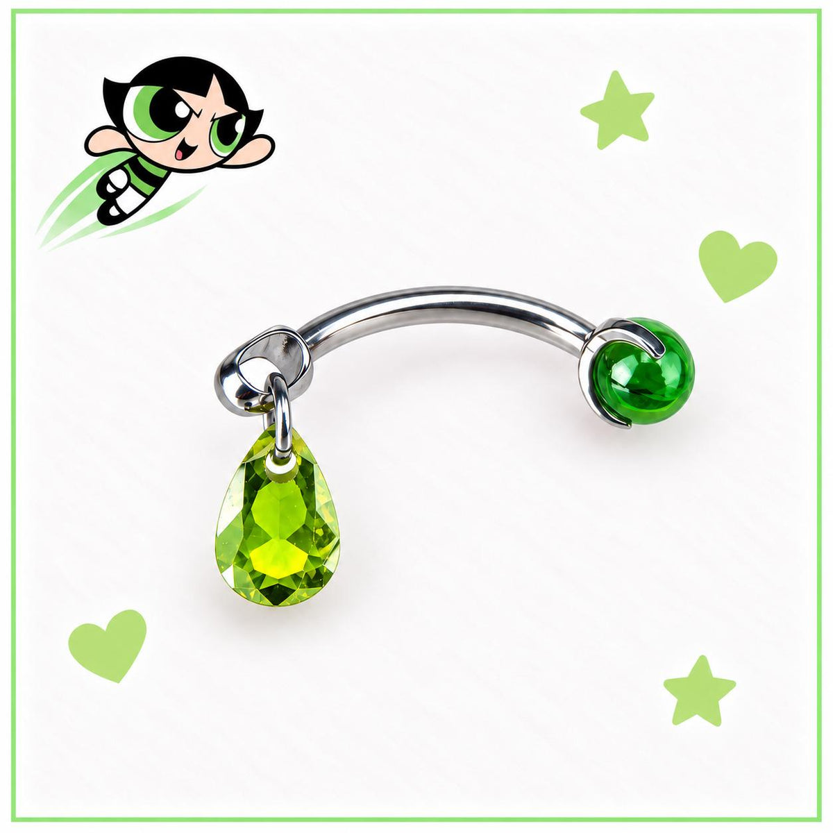 Buttercup Green Gem Piercing Set detail 3
