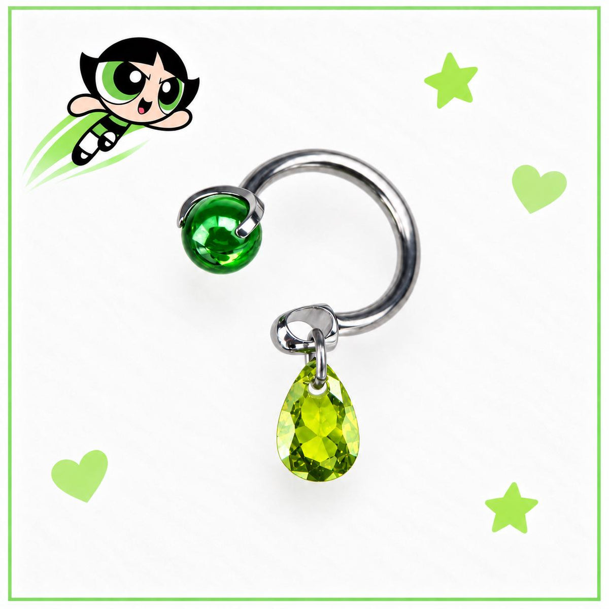 Buttercup Green Gem Piercing Set detail 5