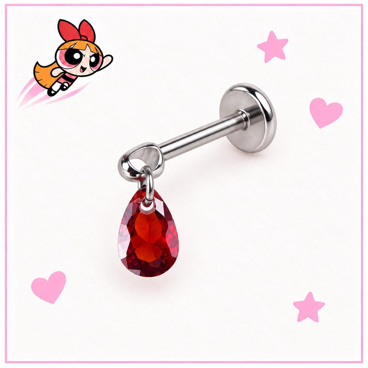 Blossom Red Gem Piercing Set detail 4