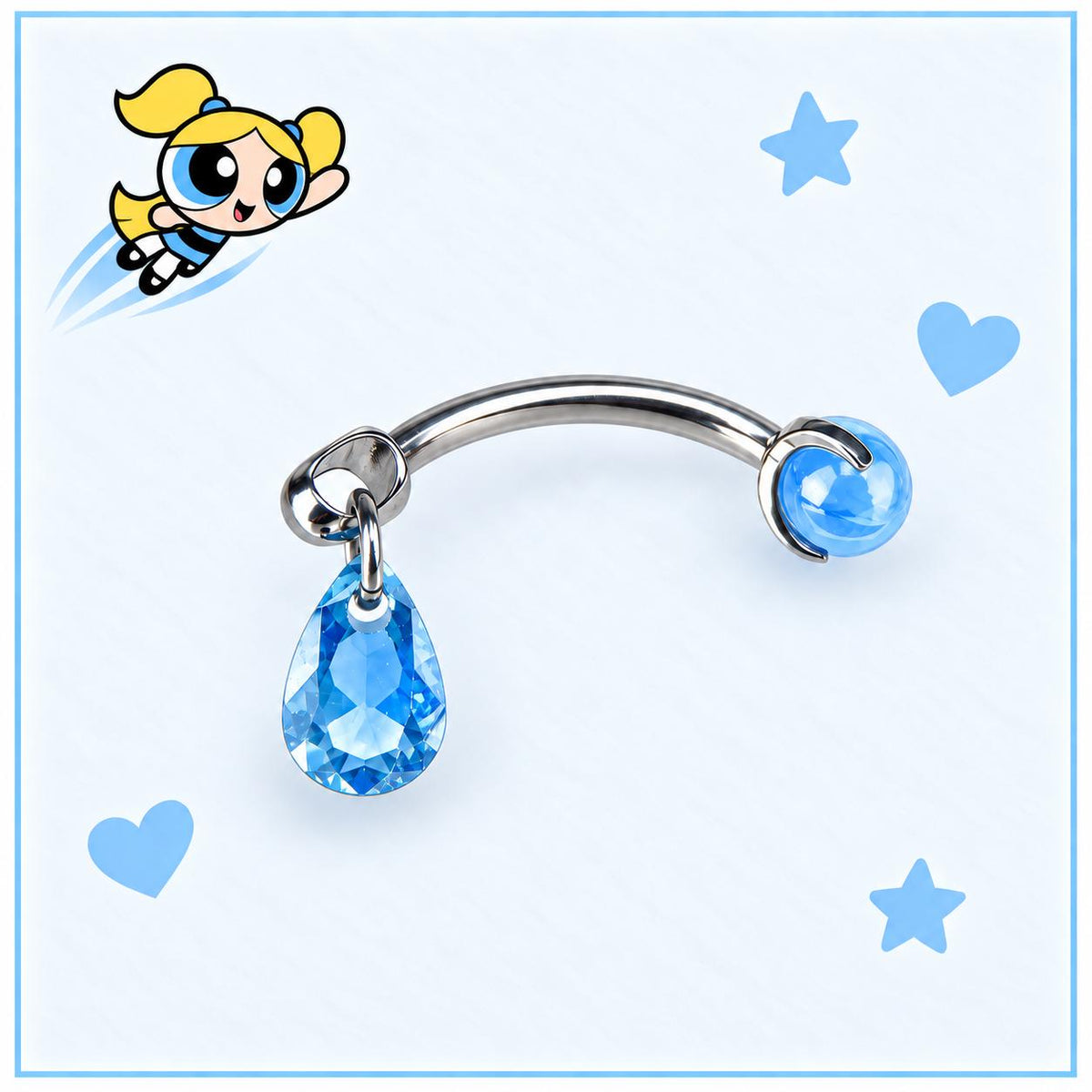 Bubbles Blue Gem Piercing Set detail 2