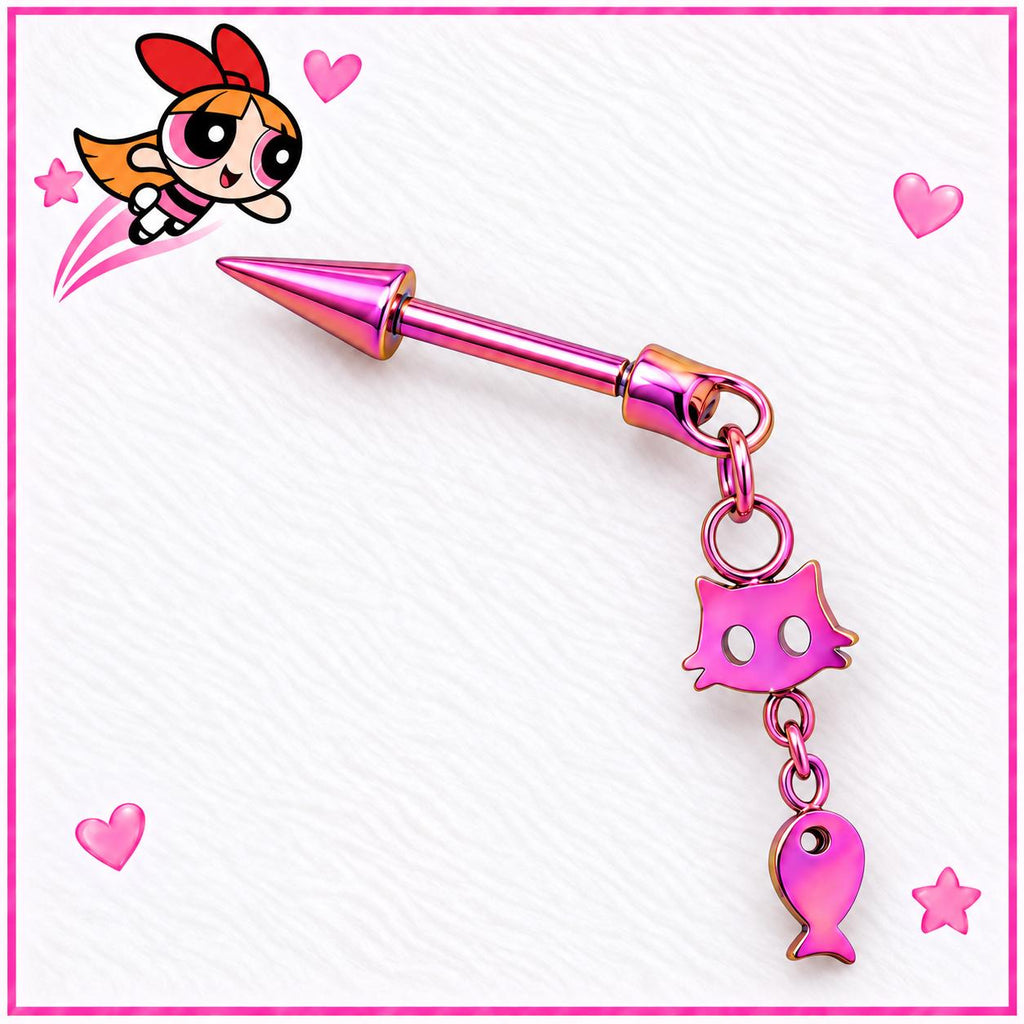 Cat & Fish Cartilage Barbell detail 5