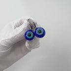 (Pair) Cobalt Blue Evil Eye Hoop Earrings | Hypoallergenic Titanium | Spooky-Cute Jewelry