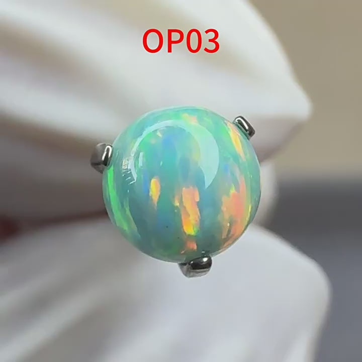 Titanium Fire Opal Three-Prong Piercing Top