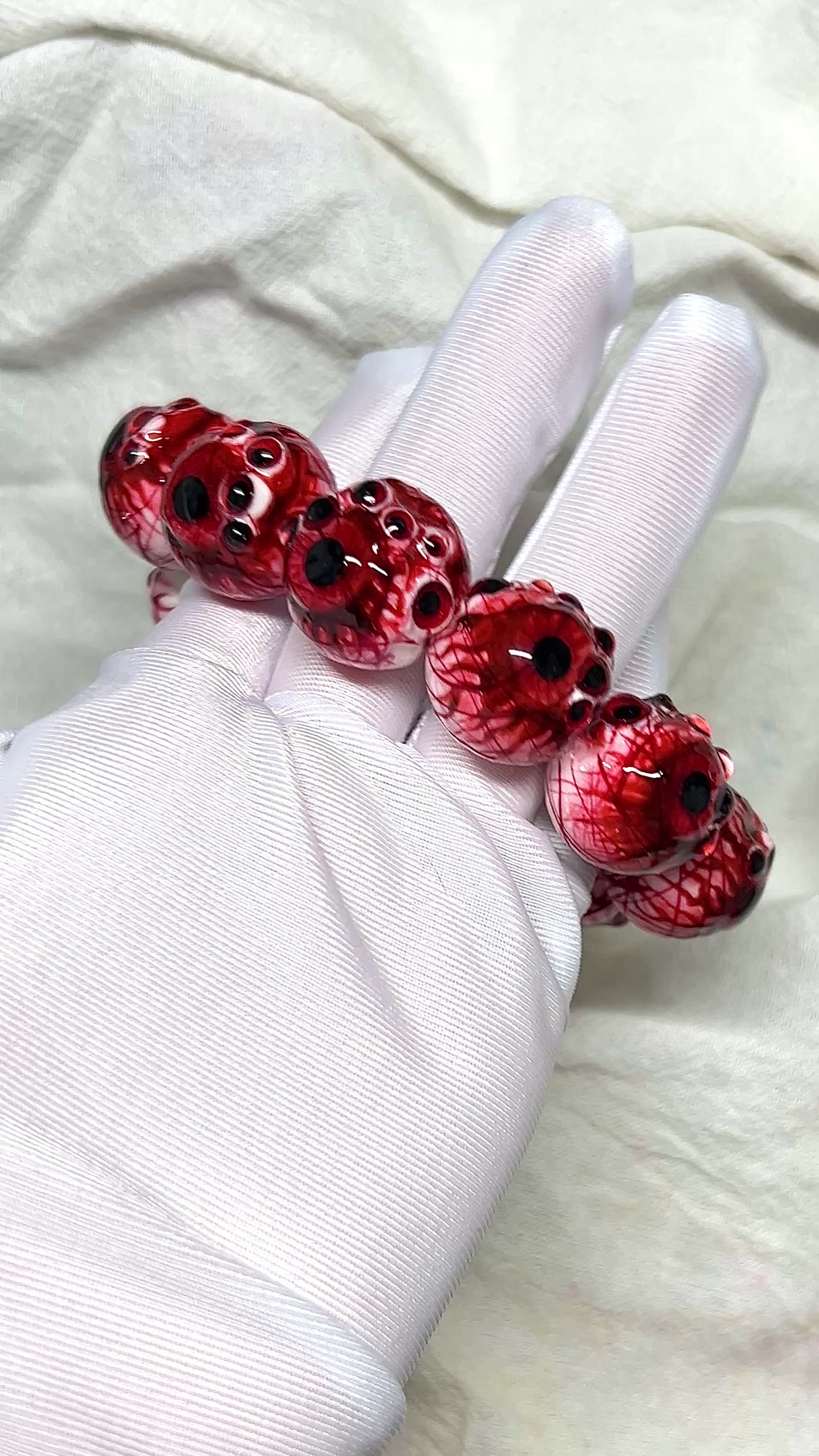 Cthulhu Eye - Scarlet Dual-Pupil Cuff Bracelet
