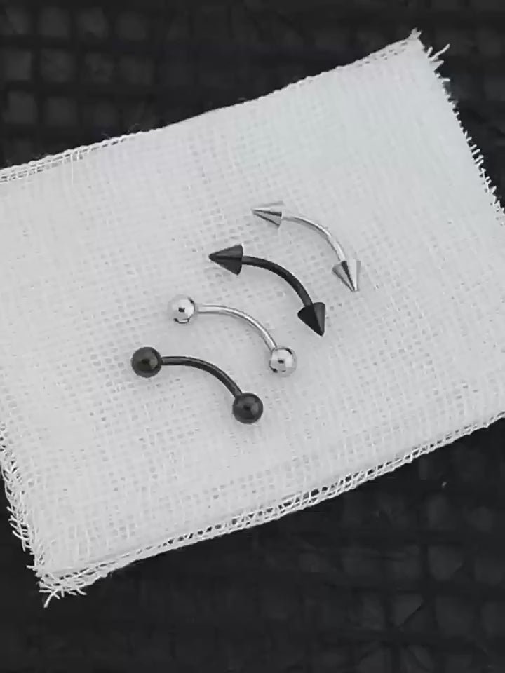 Basic Spike Augenbrauen-Barbell aus Edelstahl mit Außengewinde und Spike-Außengewinde 