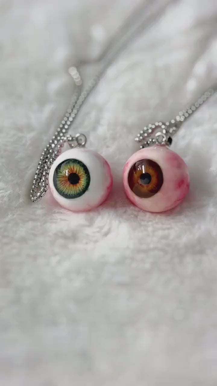 "Lover's Dream" Glitter Heart Eye Necklace - 9 Color Options