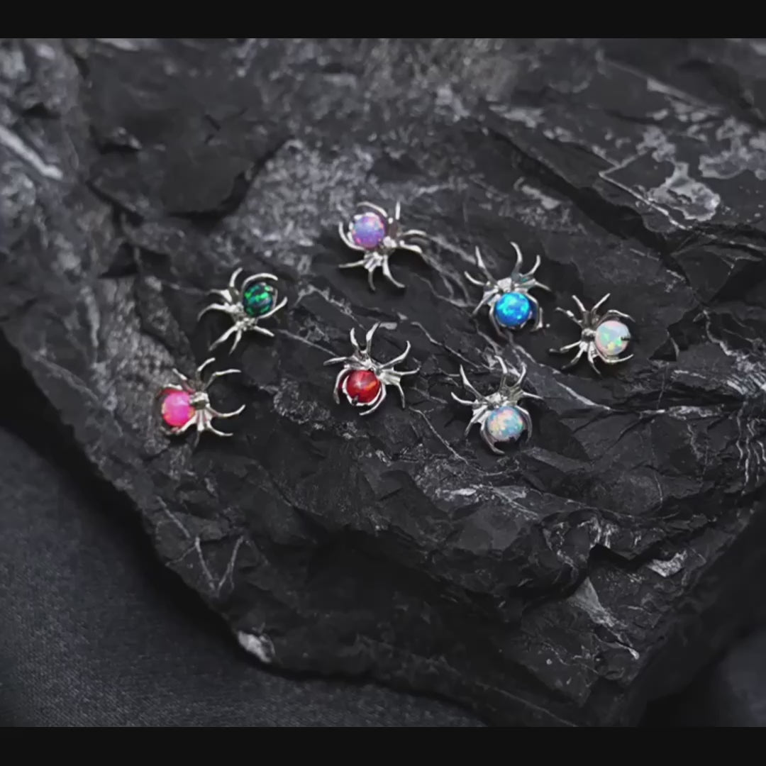 Boucles d'oreilles en titane et cristal araignée 