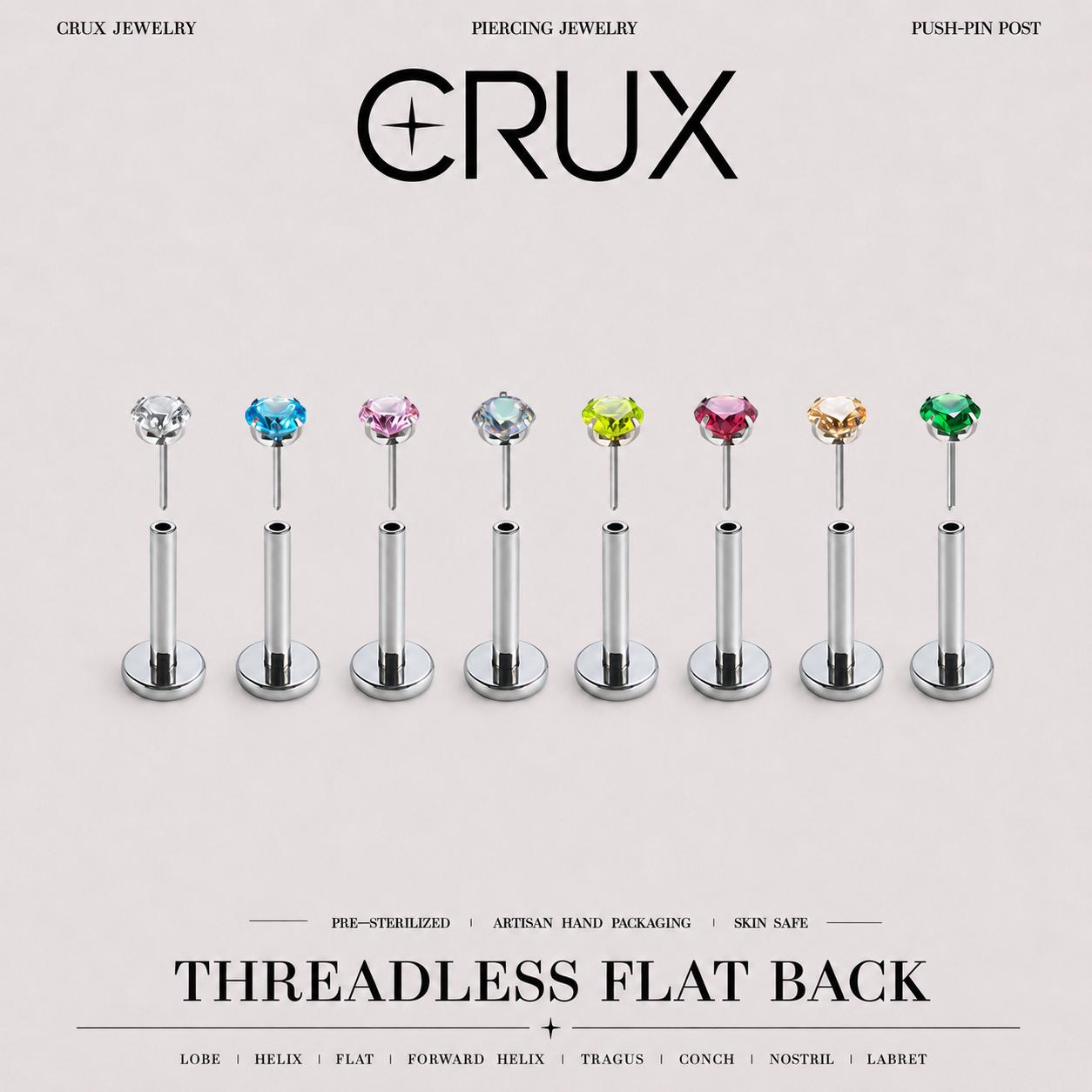 Spectrum Round CZ threadless push-pin jewelry