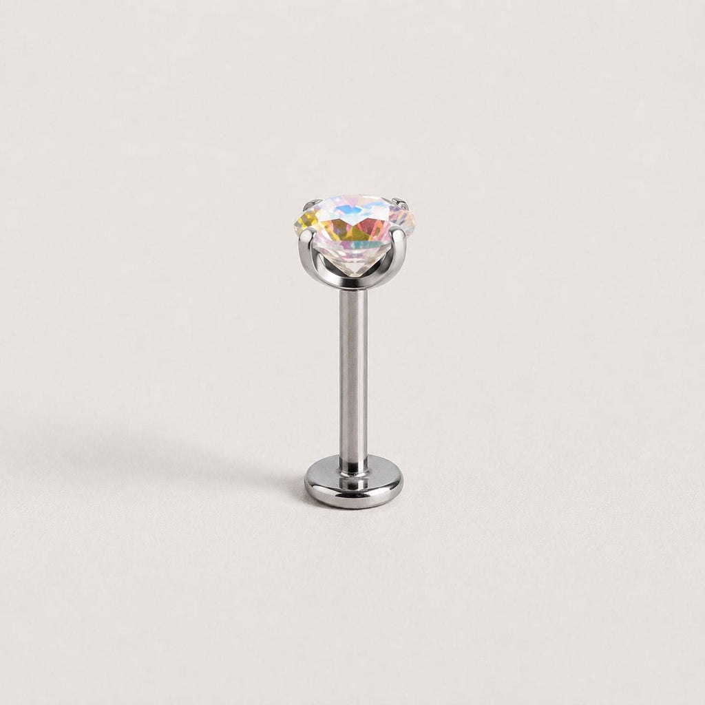 Spectrum Round CZ Aurora Halo threadless push-pin jewelry