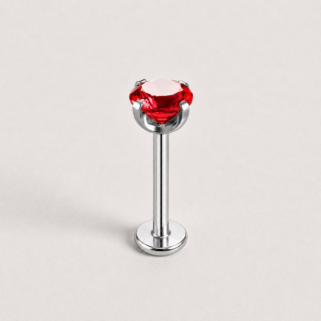Spectrum Round CZ Crimson Flame threadless push-pin jewelry