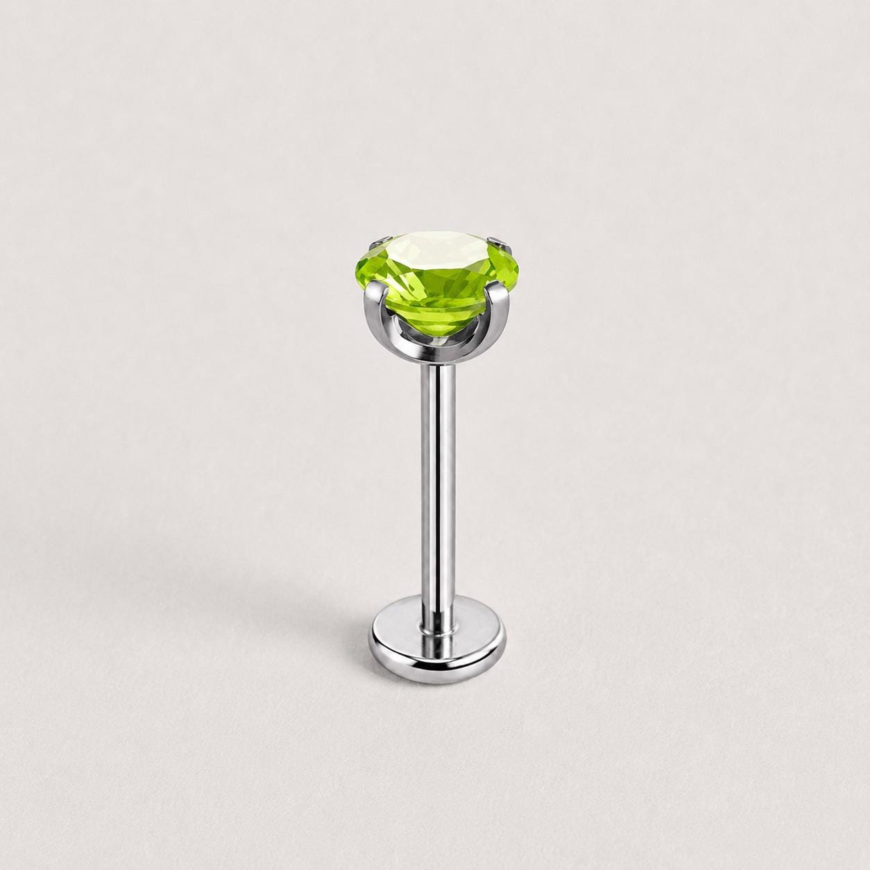 Spectrum Round CZ Lime Stardust threadless push-pin jewelry