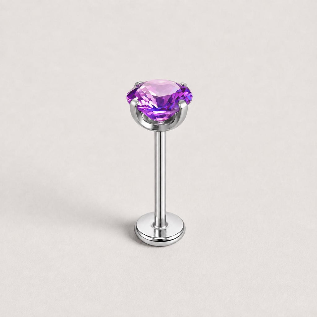 Spectrum Round CZ Violet Spell threadless push-pin jewelry