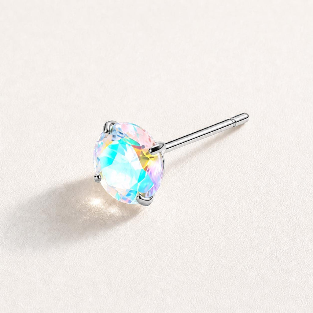Spectrum Round CZ Top Aurora Prism threadless push-pin jewelry