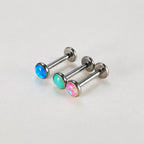 Iridescent Round Opal threadless push-pin detail 3