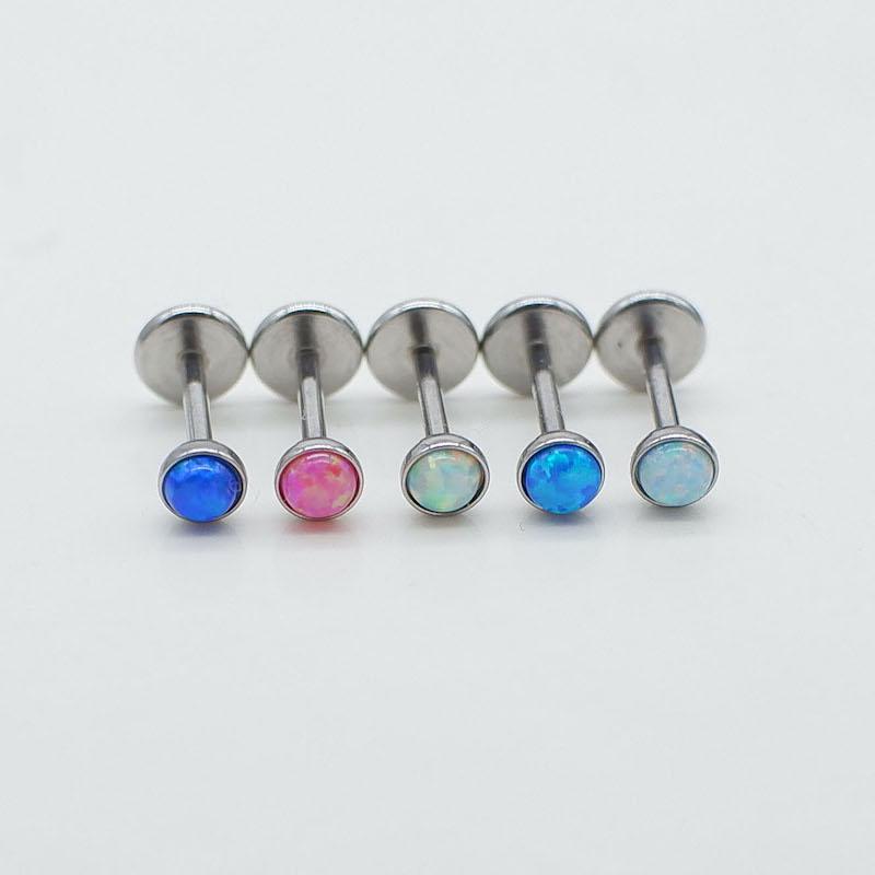 Iridescent Round Opal threadless push-pin detail 4