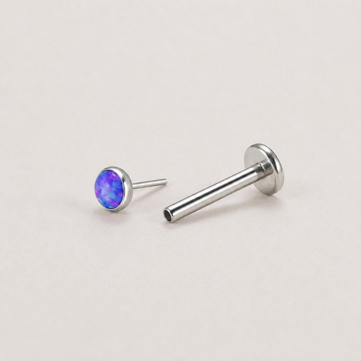 Iridescent Round Opal Cosmic Indigo threadless push-pin jewelry