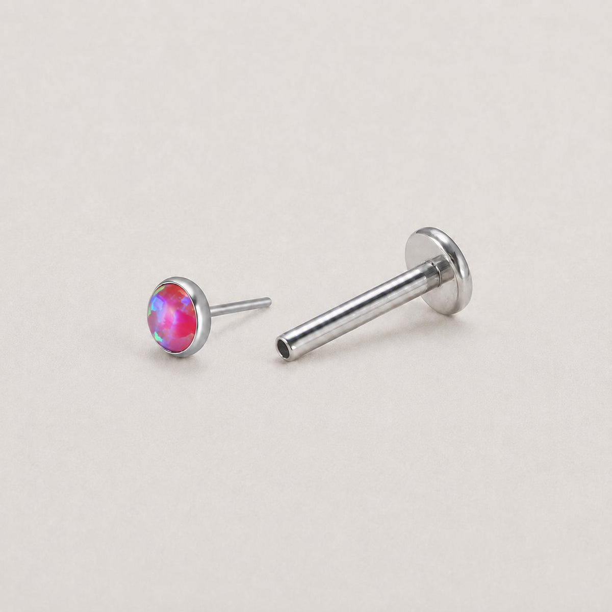 Iridescent Round Opal Solar Flare threadless push-pin jewelry