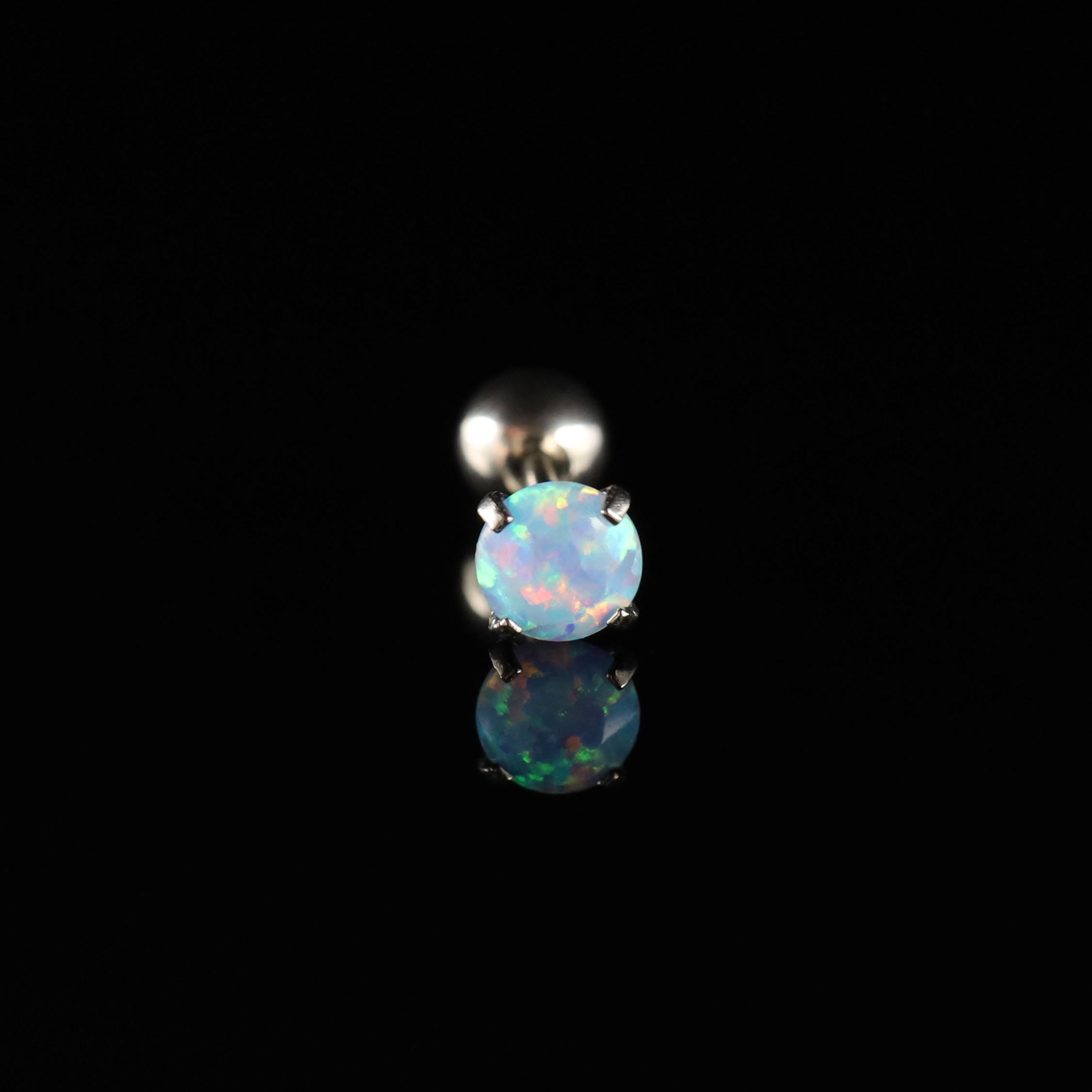 Prong-Set Round Opal threadless push-pin detail 2