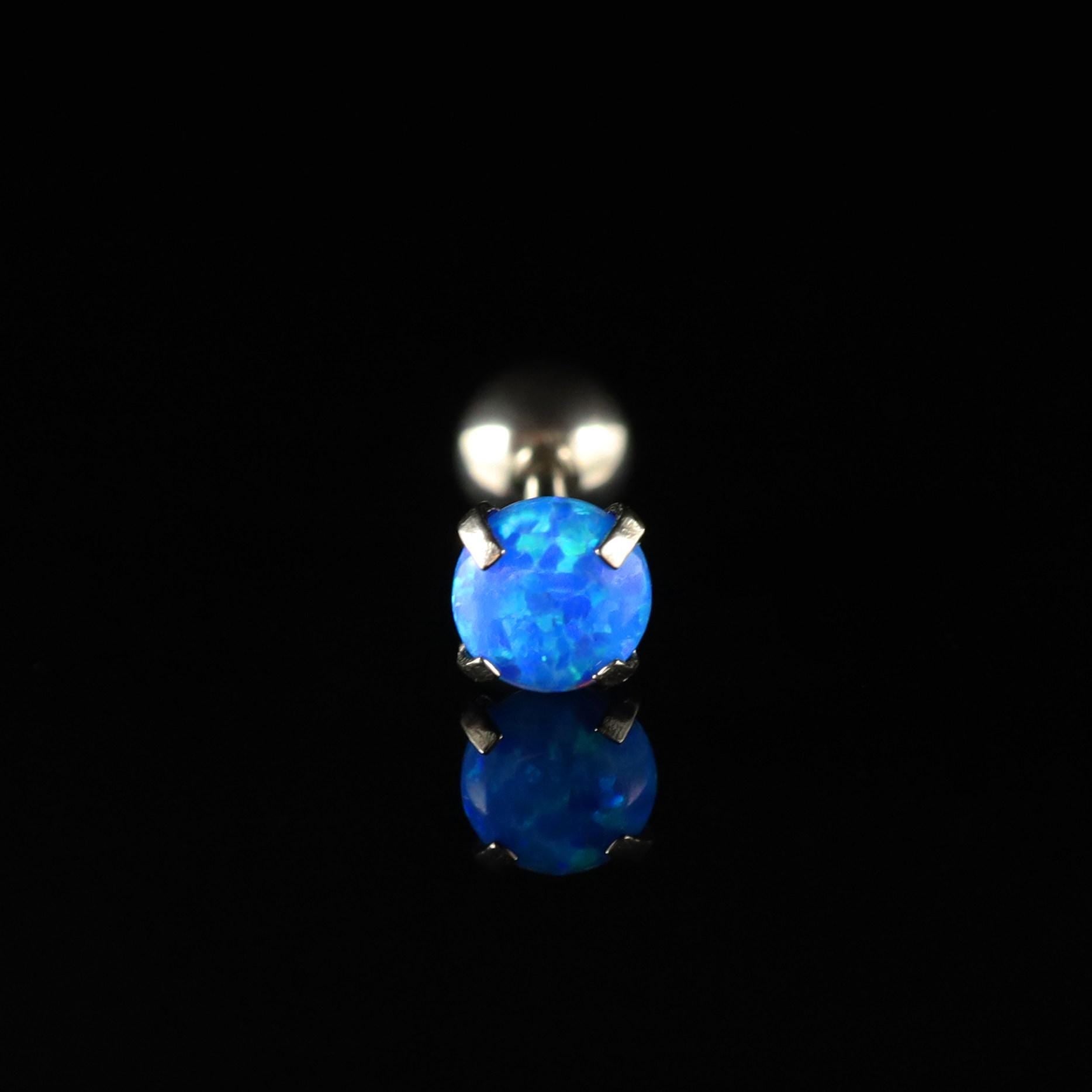 Prong-Set Round Opal threadless push-pin detail 4