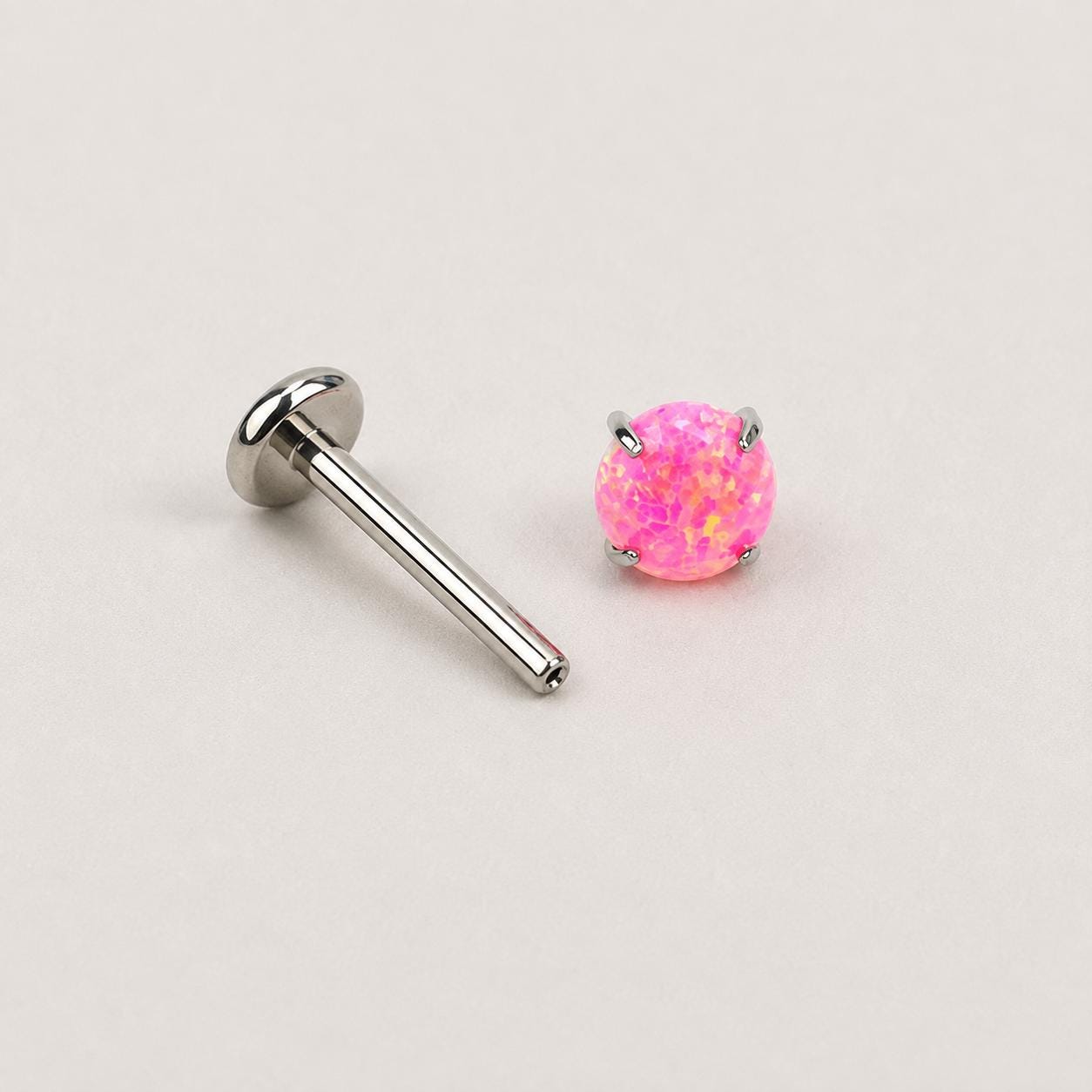 Prong-Set Round Opal Neon Sorbet threadless push-pin jewelry