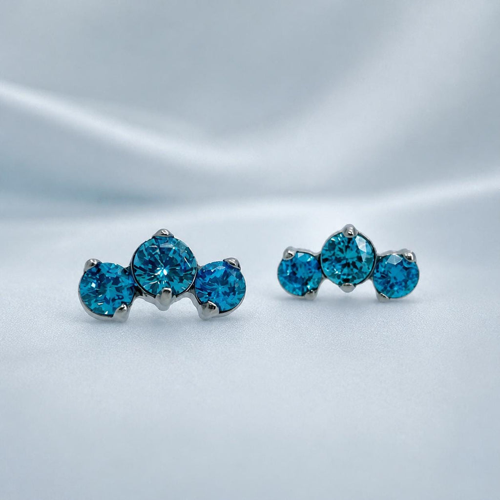 Triple Gem Cluster threadless push-pin detail 4