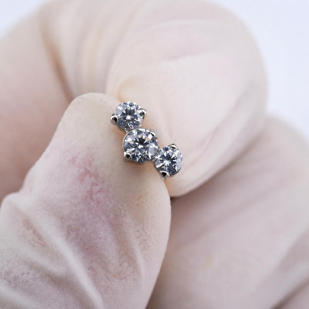 Triple Gem Cluster threadless push-pin detail 7