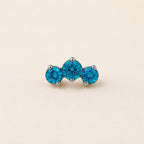 Triple Gem Cluster Azure Lagoon threadless push-pin jewelry
