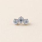 Triple Gem Cluster Moonlit Frost threadless push-pin jewelry